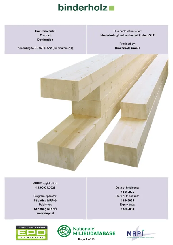 EPD – Binderholz Brettschichtholz